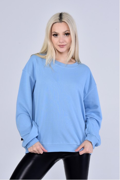 Kadın Mavi Oversize Sweetshirt